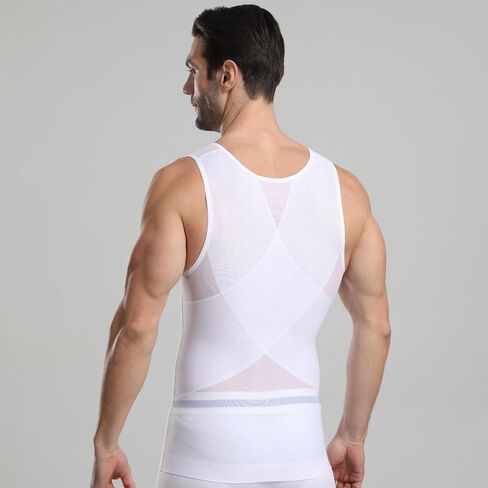 HANERDUN Mens Compression Shirt Slimming Body Shaper Vest Workout Tank Tops Abs Abdomen Undershirts in Kuwait