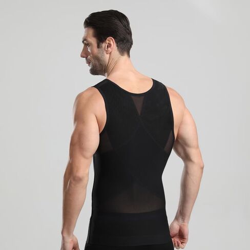 HANERDUN Mens Compression Shirt Slimming Body Shaper Vest Workout Tank Tops Abs Abdomen Undershirts in Kuwait