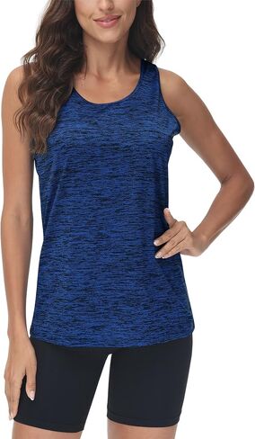 TACVASEN Women's Workout Tank Tops Lightweight Athletic Yoga Crewneck Sleeveless Shirts Exercise Fitness Tops in Saudi Arabia