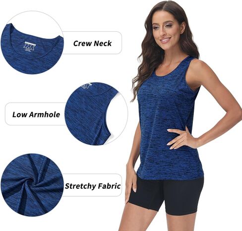 TACVASEN Women's Workout Tank Tops Lightweight Athletic Yoga Crewneck Sleeveless Shirts Exercise Fitness Tops in Saudi Arabia