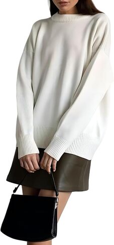 Fall Sweaters for Women 2024 Oversized Crew Neck Pullover Sweater Long Sleeve Chunky Knit Sweater in Saudi Arabia