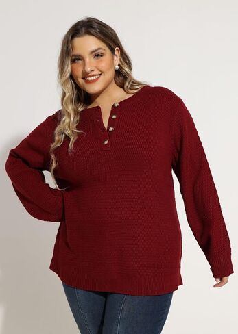 CARCOS Plus Size Sweaters for Women Long Sleeve Knitted Pullover Sweaters Crewneck Jumper Tops Lightweight Casual XL-5XL in Saudi Arabia