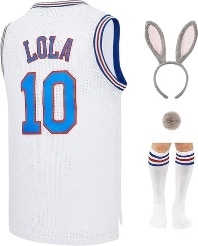 Mens #1 Bugs #10 Lola Basketball Jersey for Women Couples Halloween Cosplay Costume Movie Outfit with Accessory in Saudi Arabia