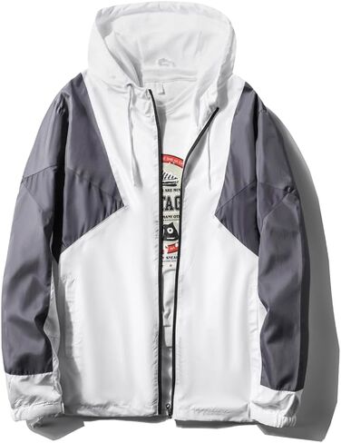 Windbreaker Men 90s Vintage Retro Zip up Hoodie Jackets Lightweight Wind Breakers in Saudi Arabia