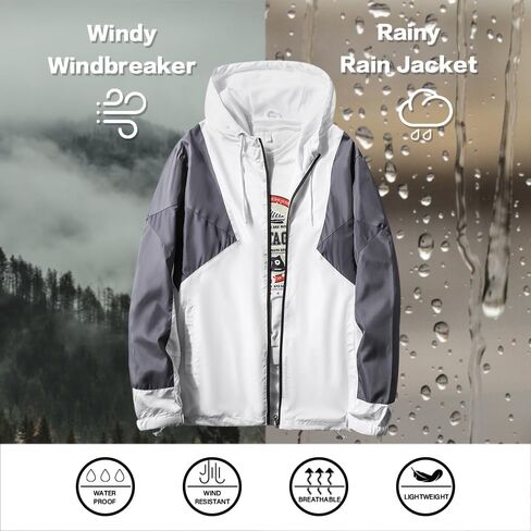 Windbreaker Men 90s Vintage Retro Zip up Hoodie Jackets Lightweight Wind Breakers in Saudi Arabia