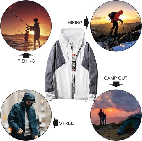 Windbreaker Men 90s Vintage Retro Zip up Hoodie Jackets Lightweight Wind Breakers in Saudi Arabia