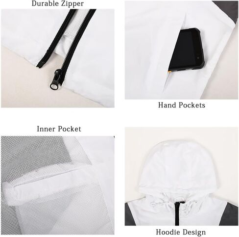 Windbreaker Men 90s Vintage Retro Zip up Hoodie Jackets Lightweight Wind Breakers in Saudi Arabia