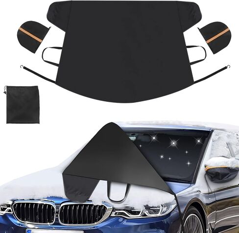 Car Windshield Cover for Ice and Snow - Upgrade Material – Fast Remover Frost Ice Snow Hail -Waterproof, Best for Winter Window Protector Accessories - Fit for All Auto (69 x 47 Inches) in Saudi Arabia