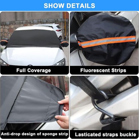 Car Windshield Cover for Ice and Snow - Upgrade Material – Fast Remover Frost Ice Snow Hail -Waterproof, Best for Winter Window Protector Accessories - Fit for All Auto (69 x 47 Inches) in Saudi Arabia