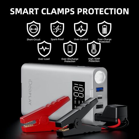 IDEAPLAY Jump Starter, 1500A Car Battery Jump Starter Portable for Up to 7.0L Gas and 5.5L Diesel Engine,Type C Fast Charging Battery Jumper with LED Flashlight in Saudi Arabia