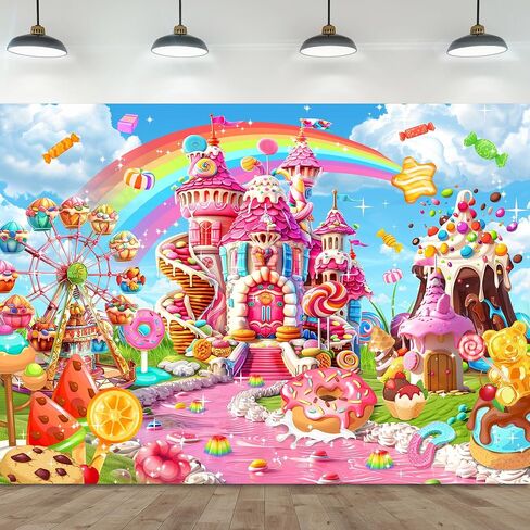 Omifly Let's Go Party 7Wx5H Backdrop for Photography Birthday for Girls Kids Cartoon Cute Floral Flower Colorful Butterfly Background Party Decorations Cake Table Banner Decor Photo Booth Studio Props in Saudi Arabia