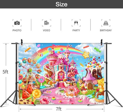 Omifly Let's Go Party 7Wx5H Backdrop for Photography Birthday for Girls Kids Cartoon Cute Floral Flower Colorful Butterfly Background Party Decorations Cake Table Banner Decor Photo Booth Studio Props in Saudi Arabia