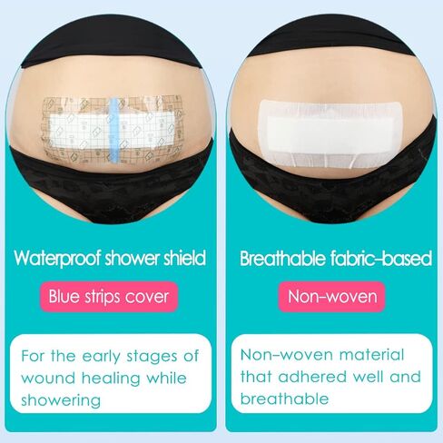 14 Pcs Waterproof C Section Shower Wound Protector 4"x8" Tummy Tuck Scar Incision Abdominal Bandage Hysterectomy Recovery Must Haves Post Surgery Dressing Cover in Saudi Arabia