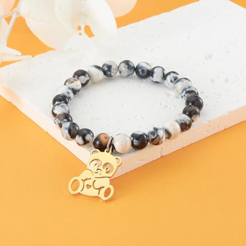 Raccoon Bracelet Raccoon Jewelry Gifts 8mm Natural Stone Elastic Friendship Bracelet Gifts for Raccoon Lovers in Saudi Arabia