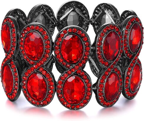 Flyonce Women's Rhinestone Crystal Art Deco Wedding Brides Elastic Stretch Bracelet in Saudi Arabia