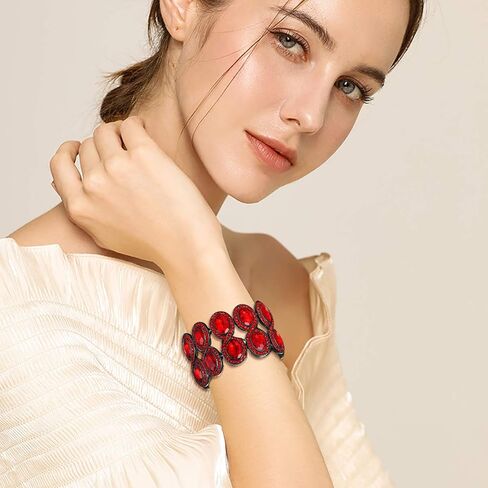 Flyonce Women's Rhinestone Crystal Art Deco Wedding Brides Elastic Stretch Bracelet in Saudi Arabia
