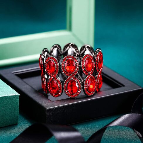 Flyonce Women's Rhinestone Crystal Art Deco Wedding Brides Elastic Stretch Bracelet in Saudi Arabia
