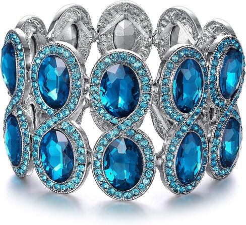 Flyonce Women's Rhinestone Crystal Art Deco Wedding Brides Elastic Stretch Bracelet in Saudi Arabia