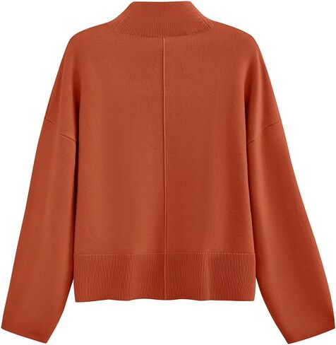 PRETTYGARDEN Womens Sweaters Fall 2024 Long Sleeve Ribbed Knit Pullover Loose Mock Neck Lightweight Casual Sweater Tops in Kuwait
