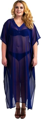 Miss Lavish London Hand Embroidered Caftans for Womens - Beach Cover Ups Kimono Dress - Kaftan Style Maxi Dresses in Kuwait