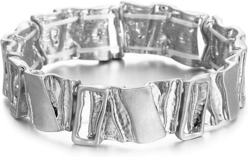 Gold Chunky Bangle Bracelets for Women Stretchy Link Chain Bracelet Flexible Wide Wristband Bangle in Saudi Arabia