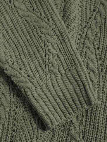 ZAFUL Womens Cable Knit Cardigan Button Down Crew Neck Sweater Loose Long Sleeve Open Front Jacket Outwear in Saudi Arabia