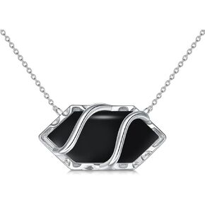 Necklace for Women 925 Sterling Silver Hexagon Gemstone Pendant Necklace Fine Jewelry Anniversary Birthday Christmas Gifts for Women Her Mom