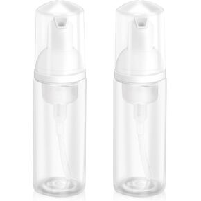 2oz Plastic Foam Pump Bottle, Empty Bottle Travel Foaming Dispenser for Hand Soap, Shampoo (2Pcs, 60ml)