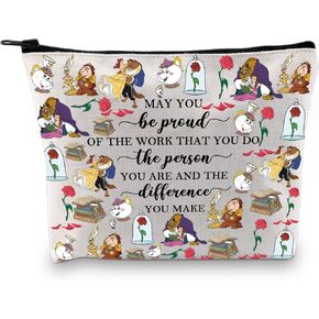 BDPWSS Beauty Beast Story Inspired Gift May You Be Proud Of The Work That You Do The Person You Are Princess Belle Makeup Bag (Be proud beauty bag)