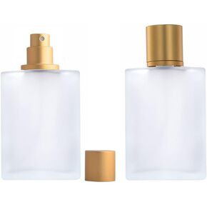 2 Pack Clear Glass Perfume Atomizer,100ml Empty Refillable Perfume Spray Bottle for Men and Women,Portable Fragrance Fine Mist Spray Bottle Perfume Dispenser for Travel (Gold+Silver)