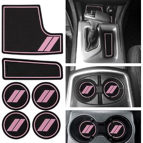 Bonbo Anti dust Mats for Dodge Charger Accessories 2015 2016 2017 2019 2020 2021 custom cup holder pad 6 pieces/set（Pink in Saudi Arabia