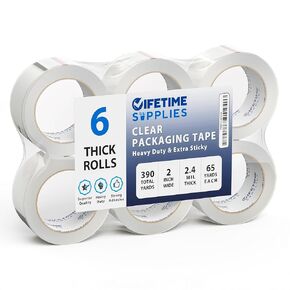 Lifetime Supplies 6 Rolls [Upgraded] 2" Brown Premium Packing Tape, 110 Yards, 2.2 mil, Heavy Duty Packaging Tape for Shipping, Moving, Sealing - Stronger & Thicker