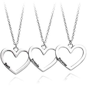 YALLNASL Best Friend Necklaces Friendship Necklace for 3 Best Friends Birthday Christmas Gifts for BFF Matching Heart Necklaces for Besties Best Friends Forever Necklace Gifts