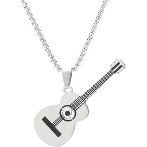 Punk Rock Stainless Steel Music Guitar Pendant Necklace
