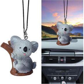Cute Koala Car Mirror Hanging Ornament, Funny Car Rear View Mirror Charm, Auto Interior Accessories Car Rearview Mirror Pendant, Car Decoration Presents for Men Women (Eyes Closed)