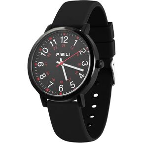 Nurse Watch for Medical Professionals Students Doctors Women Men - Waterproof Military Time Luminous Easy Read Dial, 24 Hour with Second Hand, Silicone Band Watches
