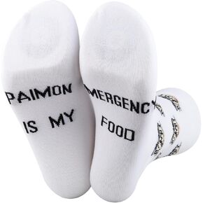 JXGZSO Anime Lover Gift Traveller Socks Paimon Is My Emergency Food Socks Anime Inspired Gift Anime Cosplay Fans Gift