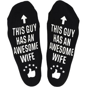Awesome Wife Gift Socks Birthday Father's Day Christmas Valentine Gifts for Him Men Dad Grandpa