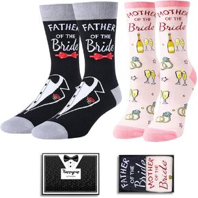 HAPPYPOP Father Mother of The Bride Gifts - Father and Mother of The Bride Socks Funny Wedding Socks
