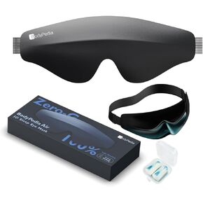 BodyPedia Sleep Mask for Women Men - Eye Mask for Side Sleeper, Complete Light Blocking 3D Sleeping Mask, Relaxing Zero Pressure Night Blindfold, Soft Breathable Eye Cover, Black