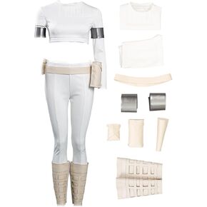 Adult Women Padme Amidala Cosplay Costume Wig Queen Padme Shirt Pants Belt Full Set