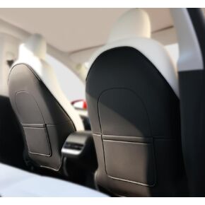 2PCS for Tesla Model 3 Model Y Leather Seat Back Kick Protectors Accessories 2024 2025,Kids Kick Mats Seat Cover Waterproof Pet Protect Covers for Stains and Scratches