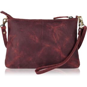 Ozora Leather Small Crossbody Purses for Women Mini Travel Purse with Adjustable Strap Leather Wristlet Purses