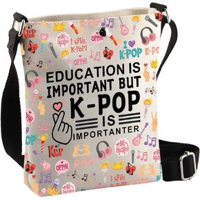 BDPWSS k-pop Merchandise Korean Drama Lover Gift Education Is Important But K-pop Is Importanter Crossbody Bag For Kpop Fans