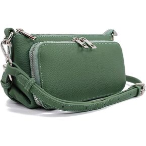 Small Compact Genuine Leather Crossbody Bag for Women Real Leather Purses for Women with Shoulder and Hand Strap