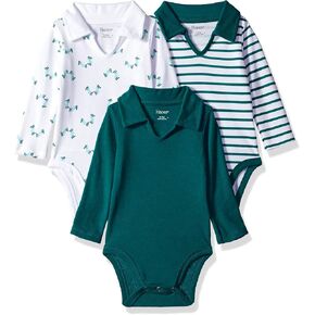 Hanes Baby-Boys Ultimate Baby Flexy 3 Pack Long Sleeve Polo Bodysuits