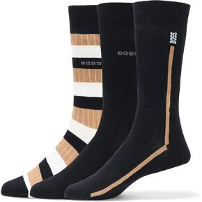 BOSS Men's 3 Pack Rib Design Cotton Socks