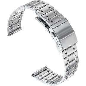 Carty Stainless Steel Watch Bands for Men,Adjustable Watch Strap 20mm 22mm Metal Watch Strap Replacement Solid Metal Watch Band