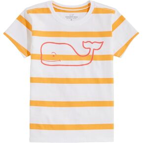 vineyard vines Girls' Striped Whale Outline Short-Sleeve Tee