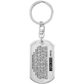 To My Grandson,Remember Whose Grandson You Are,Silver Personalized Keychain, From Grandma Grandpa Christmas Inspirational Gift Grandson Keychain